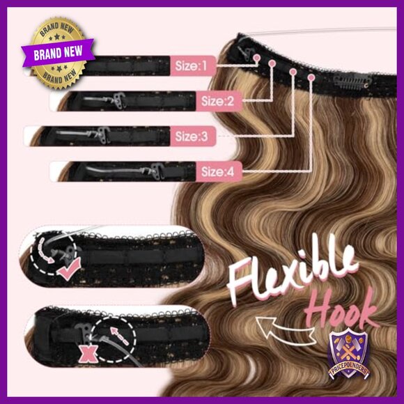 Real Human Hair Halo Extensions 16 Inch Wavy Adjustable Wire main image 6